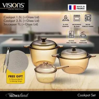 Visions Set Kaserol / Panci Kaca / Set Panci Kaca Kaserol [NEW] Skillet & Cookpot Set