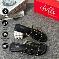 Chills Original Sandal Wanita Sofia Variasi Piramid Elegan Karet Antislip Fullbusa Coklat Hitam Send