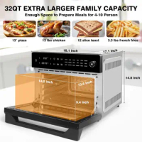 32QT Air Fryer Oven Toaster Oven Combo with Rotisserie 18-in-1 Convection Oven Countertop Digital Airfryer for Bake Broil Pizza