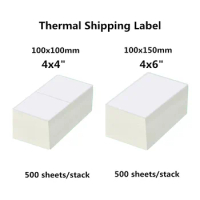 4" * 6"/4" * 4 " Shipping Label 100 * 150mm/100 * 100mm Stickers 500 Sheets / Stack For Thermal Printer