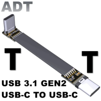 USB3.1 flat flexible soft row data extension cable C male type-c thin and short gen2x1 10g T2/3-T2-5 ADT-Link