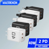 PD 40W USB Phone Charger 2 Ports Type C Charger Fast Charging For IPhone 13 14 Pro Xiaomi 14 Samsung S22 S23 Huawei Mate 60 Pro