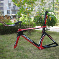 Naturefly Red Carbon Triathlon Bike Frame TT Bicycle Frame Time Trial Frameset With Aero Bar Free Shipping