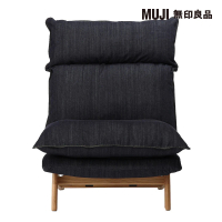【MUJI 無印良品】高椅背和室沙發+腳凳組/棉丹寧/深藍(大型家具配送)