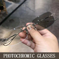 Photochromic Reading Glasse Men Frameless Presbyopia Glasses Women Glasses Clear Glasses Reading Sunglasses for Men