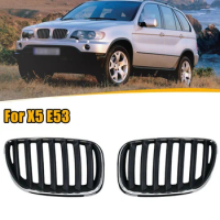 1 Pair Car Front Hood Bumper Kindey Grille Grill For-BMW X5 E53 2004-2006 51137113733