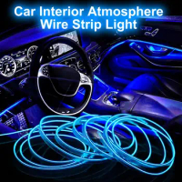Car LED Strip Lights 9.8FT Flexible EL Cable Lighting Kits Auto Interior Atmosphere Wire Strip Lights Accessories