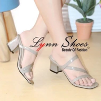 Lynn Sendal Heels Wanita Hak Tahu 5cm HL12U - Abu / Cream / Kuning 38 Kuning