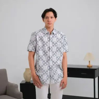 My Aksa Batik Pria Kemeja Pendek Slimfit Naga Cita White L