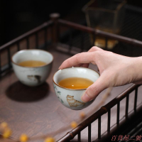 【暢陶】陶瓷汝窯開片品茗杯家用茶杯主人杯品茗杯茶盞85cc單個價