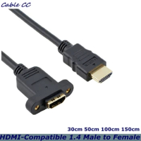 HD Copper Core HDMI-Compatible 1.4 Male to Female Screw Panel Mounting Extension Cable 3d Uhd TV High Speed 0.3m 0.5cm 1m 1.5m