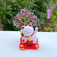 全城熱賣 - 招財貓水晶發財樹擺件家居客廳玄關裝飾品店鋪開業喬遷新居禮品紫水晶發財樹太陽能招財貓