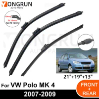 3PCS Car Wiper for VW Polo MK 4 Typ 9N3 2007-2009 Front Rear Windshield Windscreen Wiper Blade Rubber Accessories