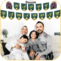 DOS Banner Flag Happy Ramadhan Bunting Warna Warni Backdrop Lebaran