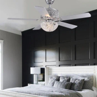 Crystal 52 Inch Ceiling Fans With Light Luxury Chandeliers Fans Lamp Remote Control Home Decor Led Ceiling Hanging Fans Lamps