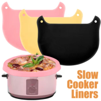 Silicone Slow Cooker Liners Reusable Silicone Slow Cooker Divider Leakproof Hear-Resistant Slow Cooker Insert Liner Dishwasher