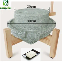 Household tahini butter stone mill wet soya grinding machine corn milling machine wet rice mill stone grinder With wooden frame