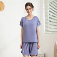 Felancy Soft Viscose Jersey Sleeve Pajamas 078-PA2141 Blue L