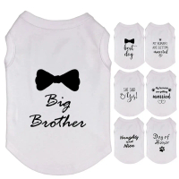 A Great White Dog T Shirt Big Brother Married Bowtie Best Dog Print Vest Puppy Cat Clothes For Smal