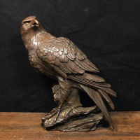 9"Tibetan Temple Collection Old Bronze Cinnabar Ksitigarbha mount Eagle Statue Great Eagle Grand plans Town House