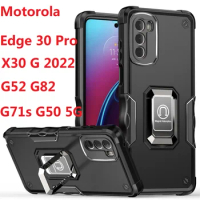 Armor For Motorola Edge 30 Pro X30 Moto G G52 G82 G71s G50 5G Case Silicone Ring Stand Protection Cover