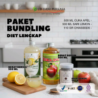 Paket Bunding Lengkap 3in1 500 Ml Cuka Apel, 500 Ml Sari lemon dan 110 Gr Chia Seeds - UD Dani Perka