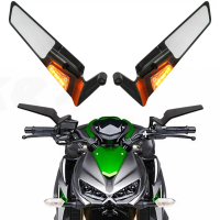 กระจกมองข้างรถจักรยานยนต์พร้อมไฟเลี้ยวสำหรับรุ่น Kawasaki Z1000, Z900, Z800, Z750, Z650, Z400, Z300,
