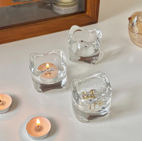 北歐波浪曲邊玻璃燭台 (不含蠟燭) 簡約風格浪漫桌面裝飾 燭杯擺飾
