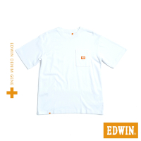 EDWIN PLUS+ 寬版口袋短袖T恤-男-白色