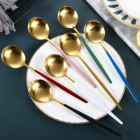 304不銹鋼勺子家用長柄韓式吃飯勺網紅創意個性湯匙調羹精致餐勺