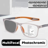 Photochromic Multifocal Reading Glasses Anti-blue Light Presbyopia Eyeglasses Outdoor Sport Unisex Ultralight Diopter Eyeglasses