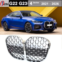 Silver Kidney Grille for BMW Series 4 G22 G23 G26 Grand Coupe G80 M3 G82 G83 M4 Front Bumper Grill Replacement Style Racing