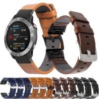 Quickfit 22mm 26mm Smart Watch For Garmin Fenix 6X 6 7X 7 Pro 5X 5 Plus Sports Leather Strap Quaitx 3 Quatix Epix Pro 2 Straps
