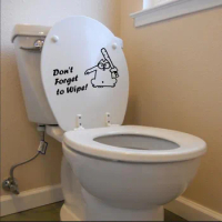 Don't Foeget to Wipe Toilet Sticker Eco-Friendly Night Stool Close Stool Art Vinyl Decal Bathroom Toilet Mural DIY Poster Y-43