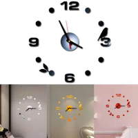 DIY Wall Clock, 40cm/15.7inch 3D Acrylic Wall Clock Mirror Sticker Clock Livingroom Home Wall Decoration