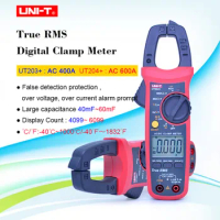 UNI-T UNI T True RMS Digital Clamp Meter DC AC Current UT203+ UT204+ 400A-600A Multimeter Auto Range false detection protection