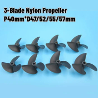 RC Boat 3-Blade Thread Pitch P40* D47/52/55/57mm Central Aperture 4.8/4mm(with Copper sleeve) Nylon Paddle Propeller