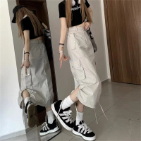 COD Lulu Krem Korea Terbaru Rok Cargo Kargo Skirt Serut