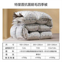 水星百麗絲鵝毛被芯 抑菌冬被保暖加厚 香港熱賣羽絨被- 四季被【升級鵝毛+A類面料+抑菌科技】（棕色） 220cm×240cm