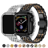 Stainless Steel Strap &amp; TPU Protector Case for Apple Watch Ultra Band 49mm 45mm 44mm 41mm 40/38 Metal Bracelet Series 5 6 Se 7 8
