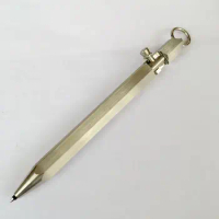 1 pcs Handmade Gun Shaped Stainless Steel Pen Solid Drawing Six Rowed Metal Ballpoint Pen Tactical Pen Self Defense EDC