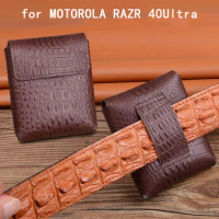 Luxury Genuine Leater Case for Motorola Razr 40Ultra Phone Cover with Blet Magnetic Bag for Moto Razr 40 Ultra Funda Skin