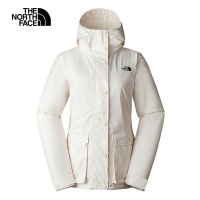【The North Face 官方旗艦】北面女款白色防水透氣保暖連帽三合一外套｜88RWN4I