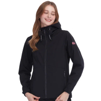 【Jack wolfskin 飛狼】女 防風防潑水內刷毛保暖外套 Softshell 連帽軟殼衣(午夜黑)