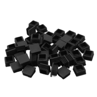 Floor No Scratch Square Chair Leg Pipe Tube Insert Cover 28 X 28Mm 50Pcs Black