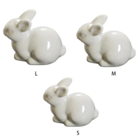 White Ceramic Bunnies Home Tabletop Bookshelf Easter Decorations Bunny