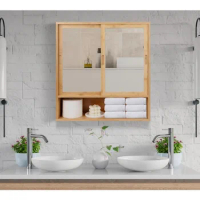 Bamboo Bathroom Cabinet,Medicine Cabinet Mirror,Bathroom Cabinet Wall Mounted,Vanity Mirror with Storage