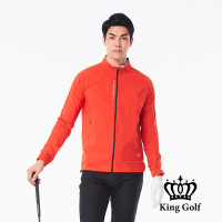 【KING GOLF】男款口袋邊KG印圖防風防水拉鍊輕薄長袖夾克外套-紅色