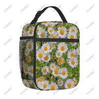 daisy flower Portable Aluminum Foil Thickened Insulated Lunch Bag Insulated Lunch Waterproof Insulated Lunch Tote Bag