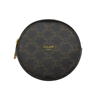 【二手名牌BRAND OFF】CELINE 思琳 棕色 PVC塗層帆布 Triomphe 零錢包